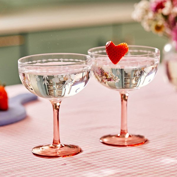 Pink cocktail coupe glass