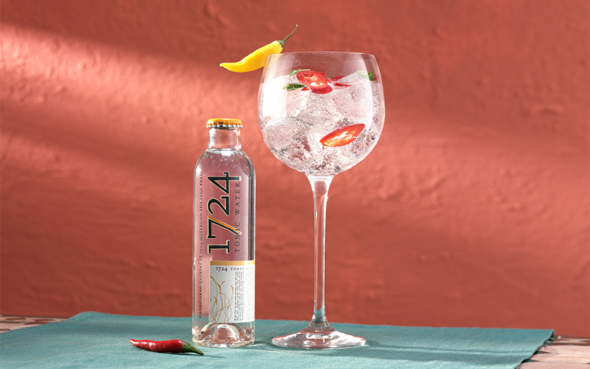 gin and tonic with chilli slices garnish