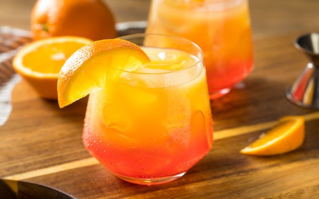 Garibaldi cocktail with gin and orange juice