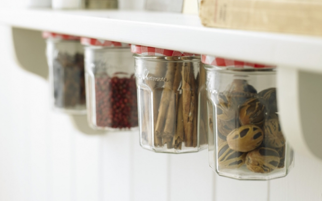 bonne maman jars used as spices holders
