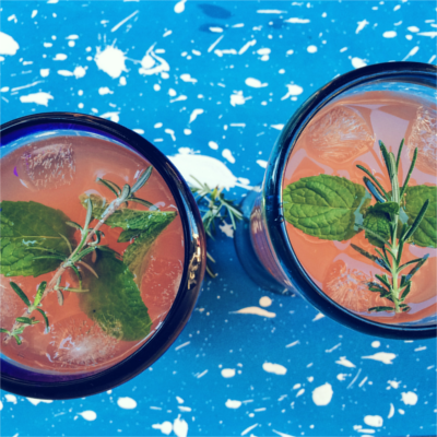 Sparkling grapefruit and gin punch with mint to garnish
