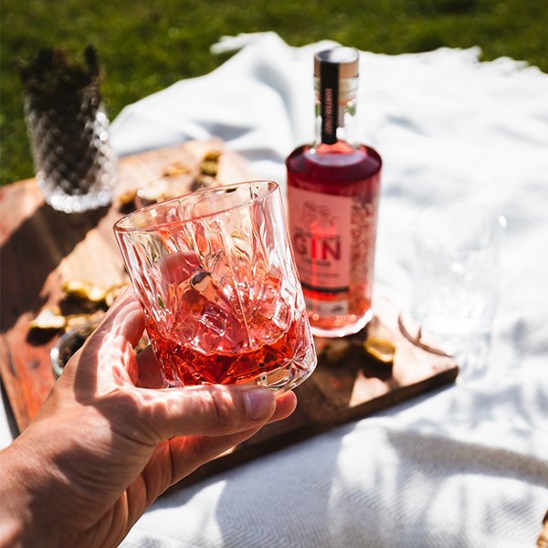 Sorted Food x Sloemotion Distillery Strawberry Gin Liqueur with Vanilla and Black Pepper in a glass