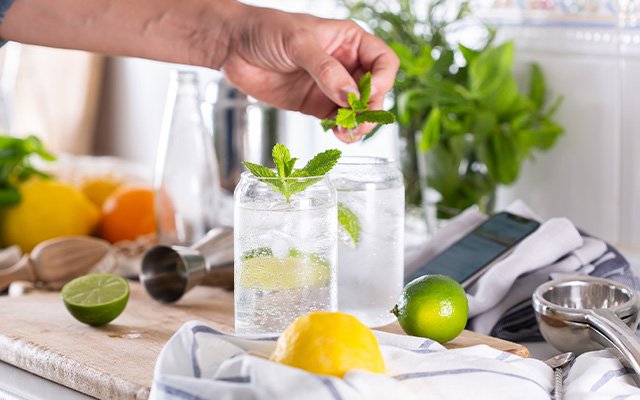 Lemon and lime gin and tonic for Mother's Day