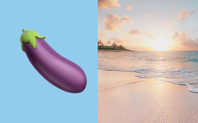 Aubergine and beach