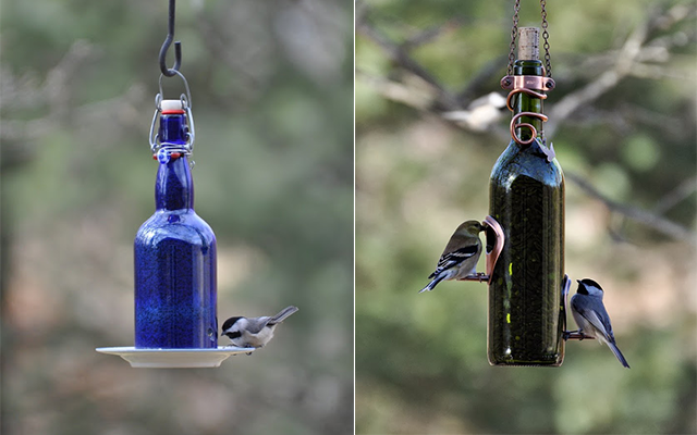Gin bottle bird feader