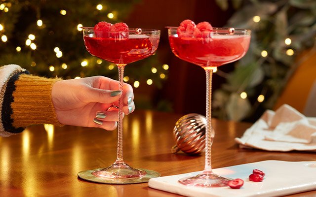 Gin, prosecco and cranberry cocktail