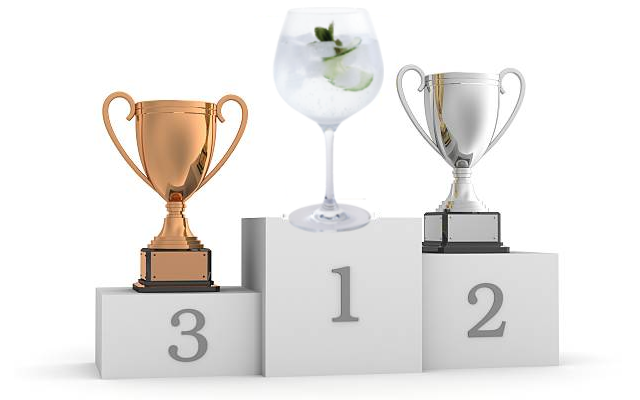 Copa glass on a winning podium beating both whiskey and vodka