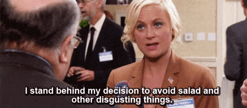 Leslie Knope Parks and Recreation salad gif