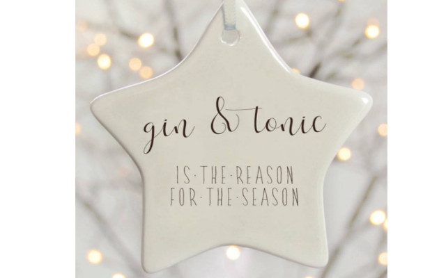 Ceramic Gin and Tonic christmas tree decoration