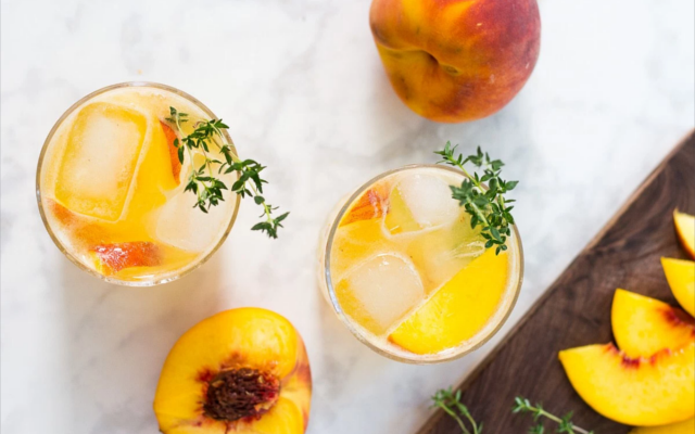 Peach Blow Fizz gin cocktail