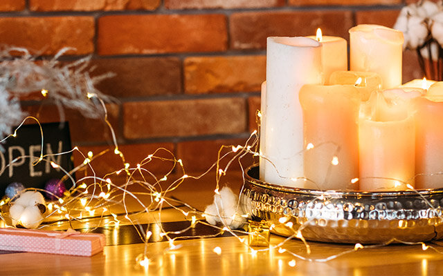 Fairy lights and candles