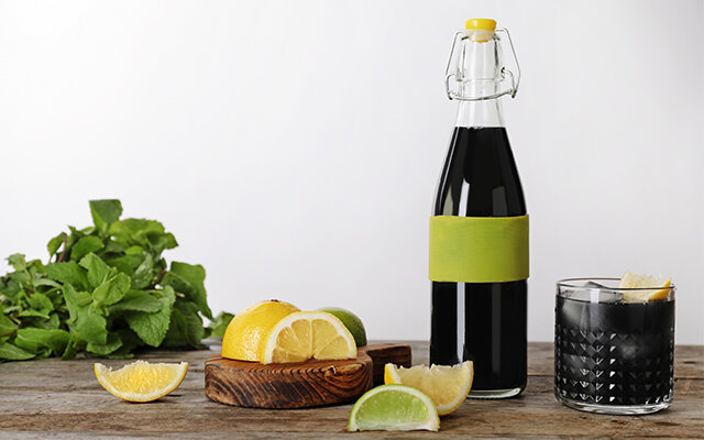 Gin with black food colouring
