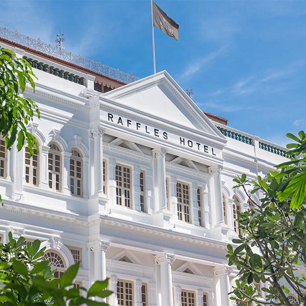 The palatial Raffles Hotel, Singapore.