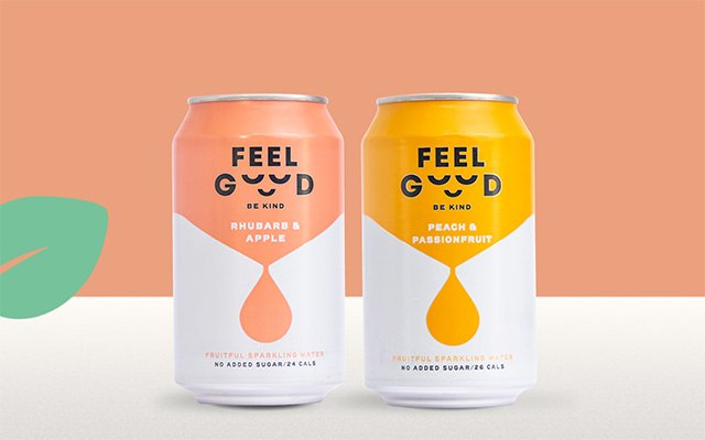 Feel Good Drinks Rhubarb & Apple Sparkling Fruitful Water or Peach & Passionfruit Sparkling Fruitful Water