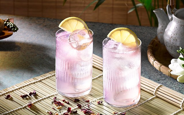 Pink gin cocktail