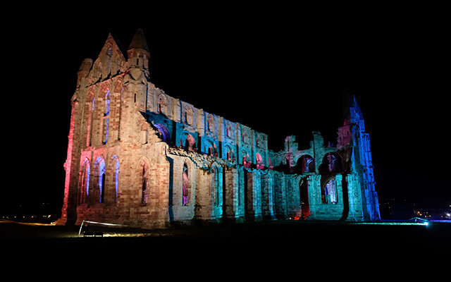 Whitby Abbey at night
