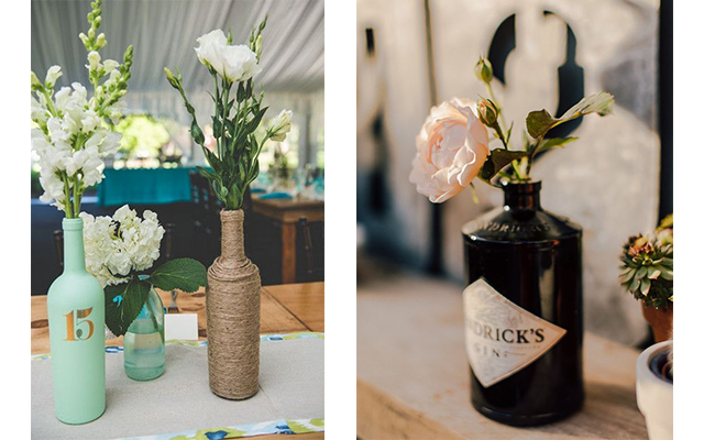 Gin bottle vase upcycle