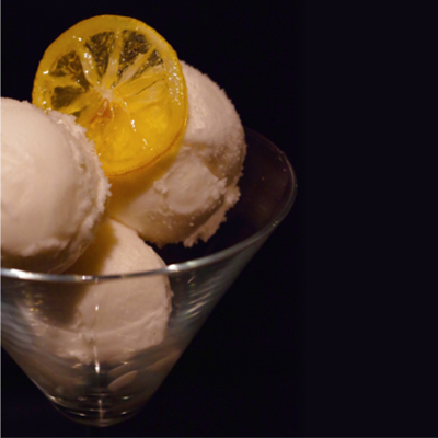 Glendalough wild botanical gin and elderflower sorbet with candied lemon