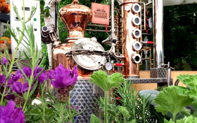 Warner Edwards copper still with flowers in Northamptonshire