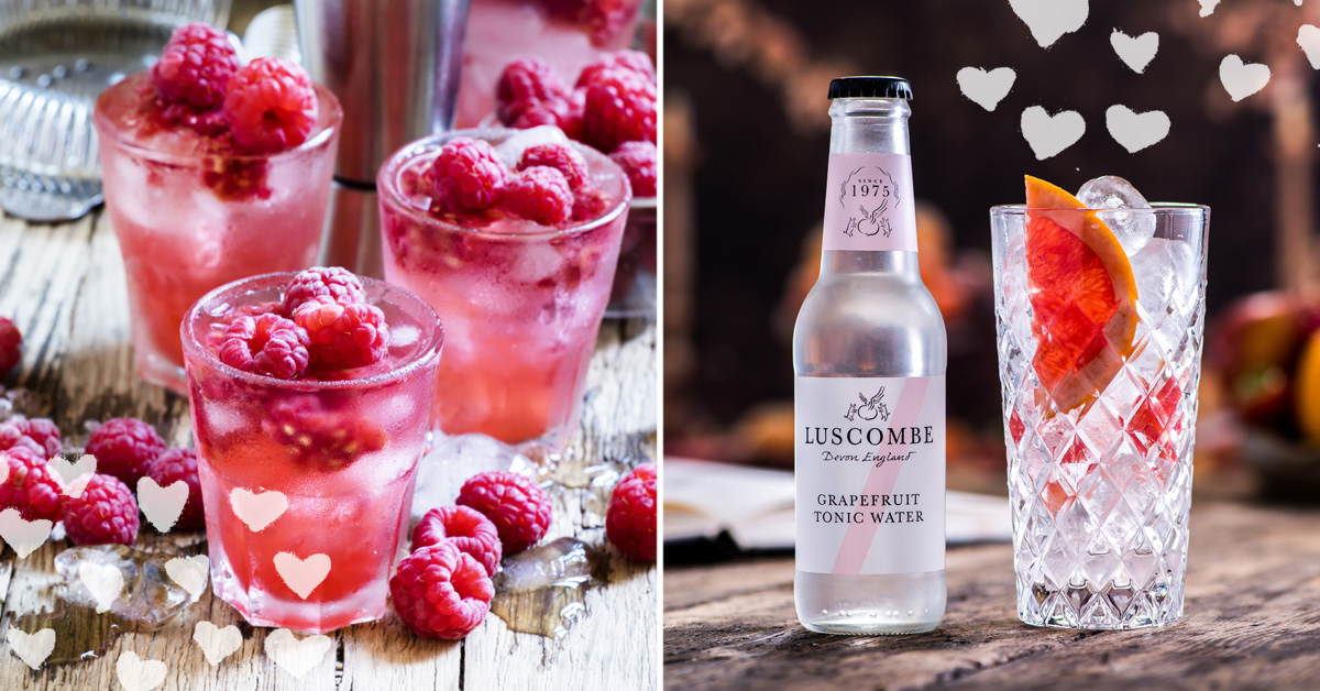 Raspberry cocktail and Luscombe grapefruit gin tonic