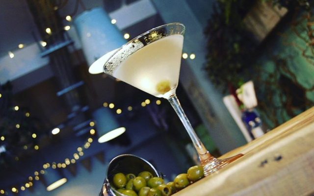 Dirty martini at the allotment bar in manchester