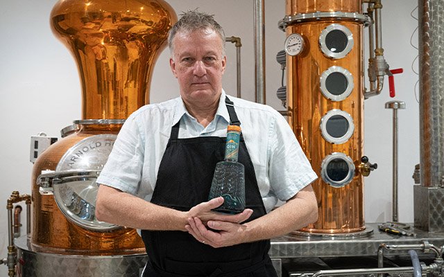 The founder of Shivering Mountain Distillery