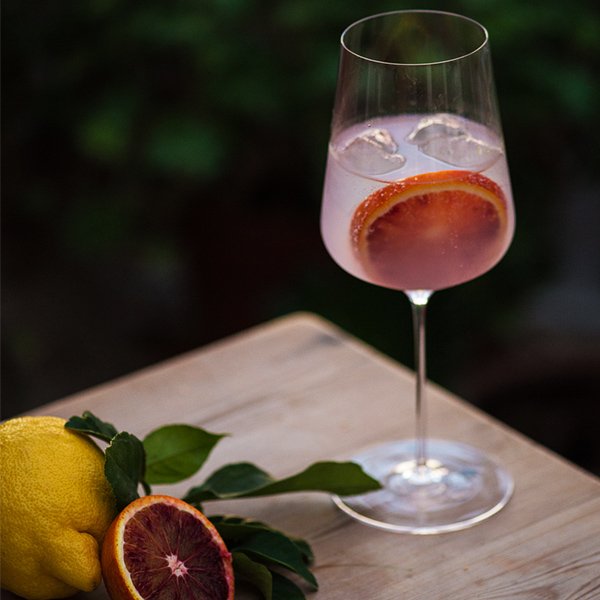 Gin and Tonic with Blood Orange Garnish