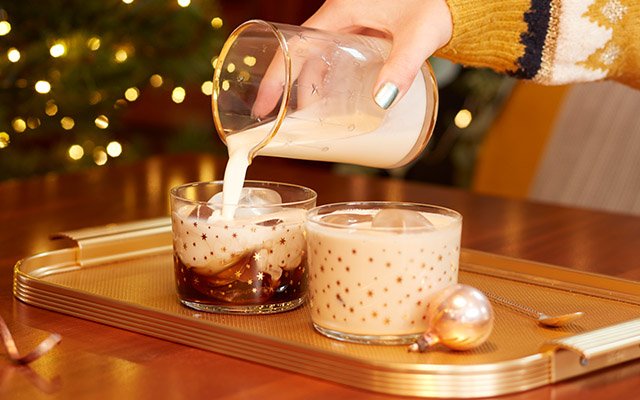 Hazelnut Russian Christmas cocktail with gin and Tia Maria