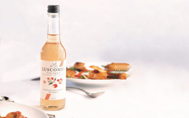 Luscombe rose fizz drink from devon