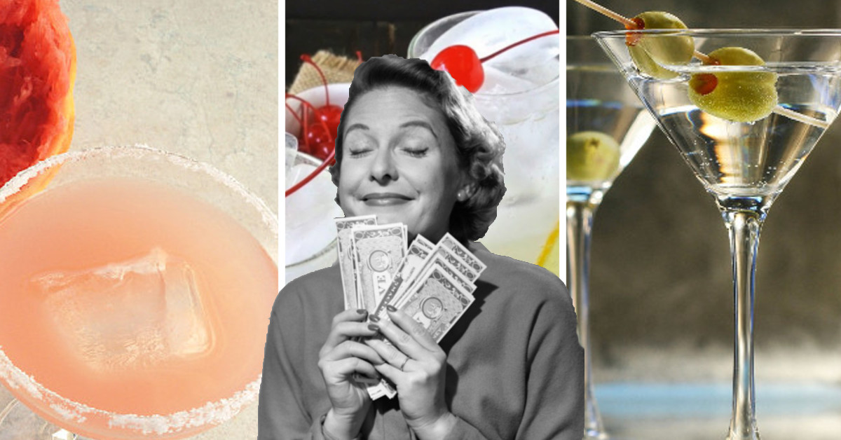 Cheap Cocktails Vintage Lady Money