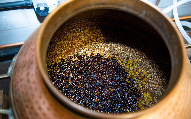 The botanicals ready for distilling.