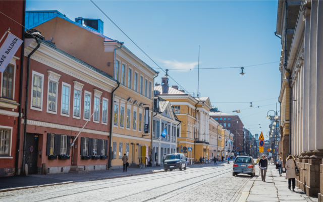 City street in Helsinki Finland