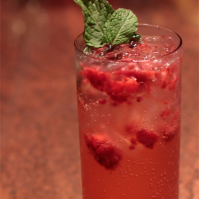 Raspberry Rose Collins cocktail