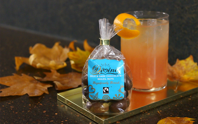 GINger twist gin cocktail with Divine Chocolate