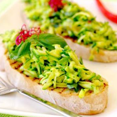 Courgette cicchetti on ciabatta bread italian food