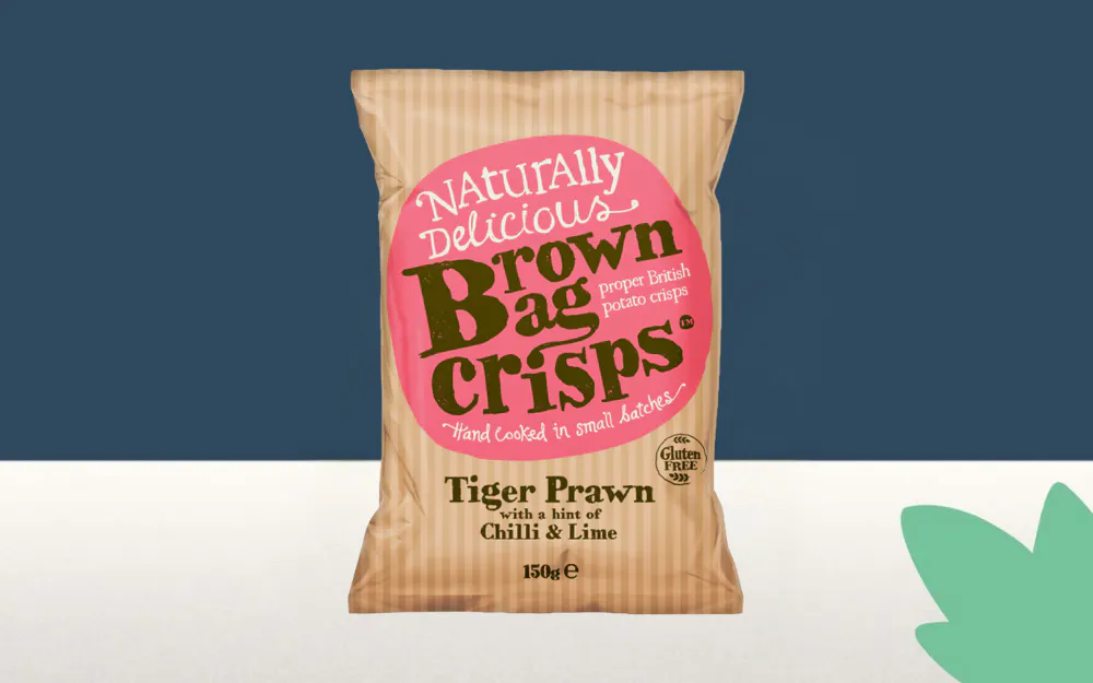 Brown Bag Crisps Tiger Prawn with Chilli & Lime