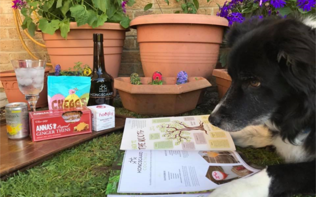 Kongsgaard garden dog reading ginned