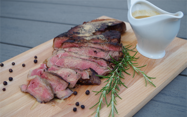 Rump steak with Conker Gin sauce