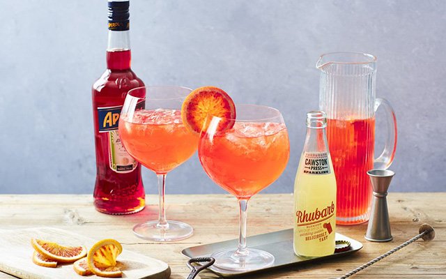 Aperol & Rhubarb Gin Spritz alternative Aperol Spritz recipe