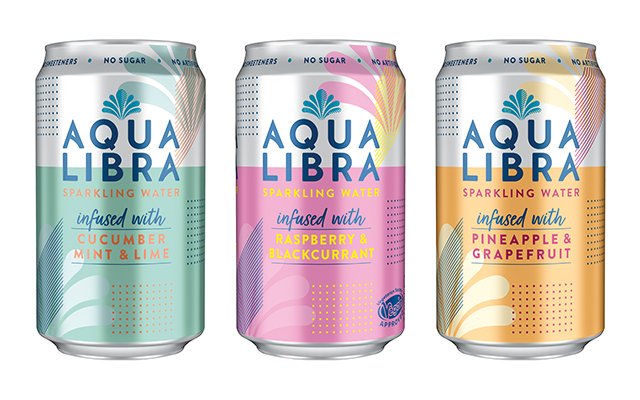 Aqua Libra Sparkling Water Cucumber, Mint & Lime, Aqua Libra Sparkling Water Raspberry & Blackcurrant, Aqua Libra Sparkling Water Pineapple & Grapefruit