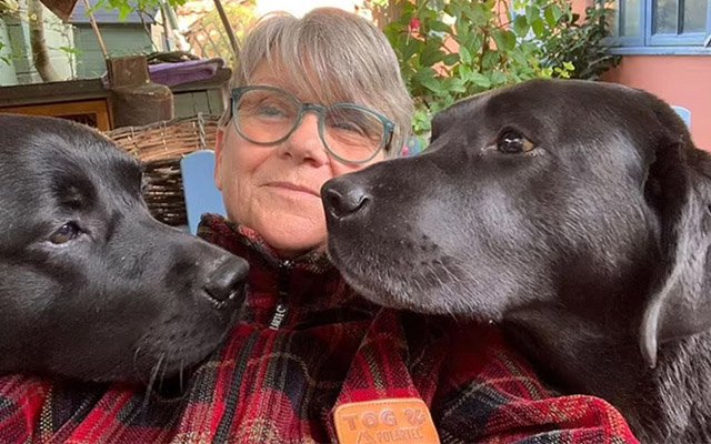 Janice Cousins with Bear (left) and Benson (right).