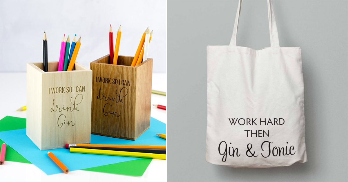 Gin themed items office tote bag