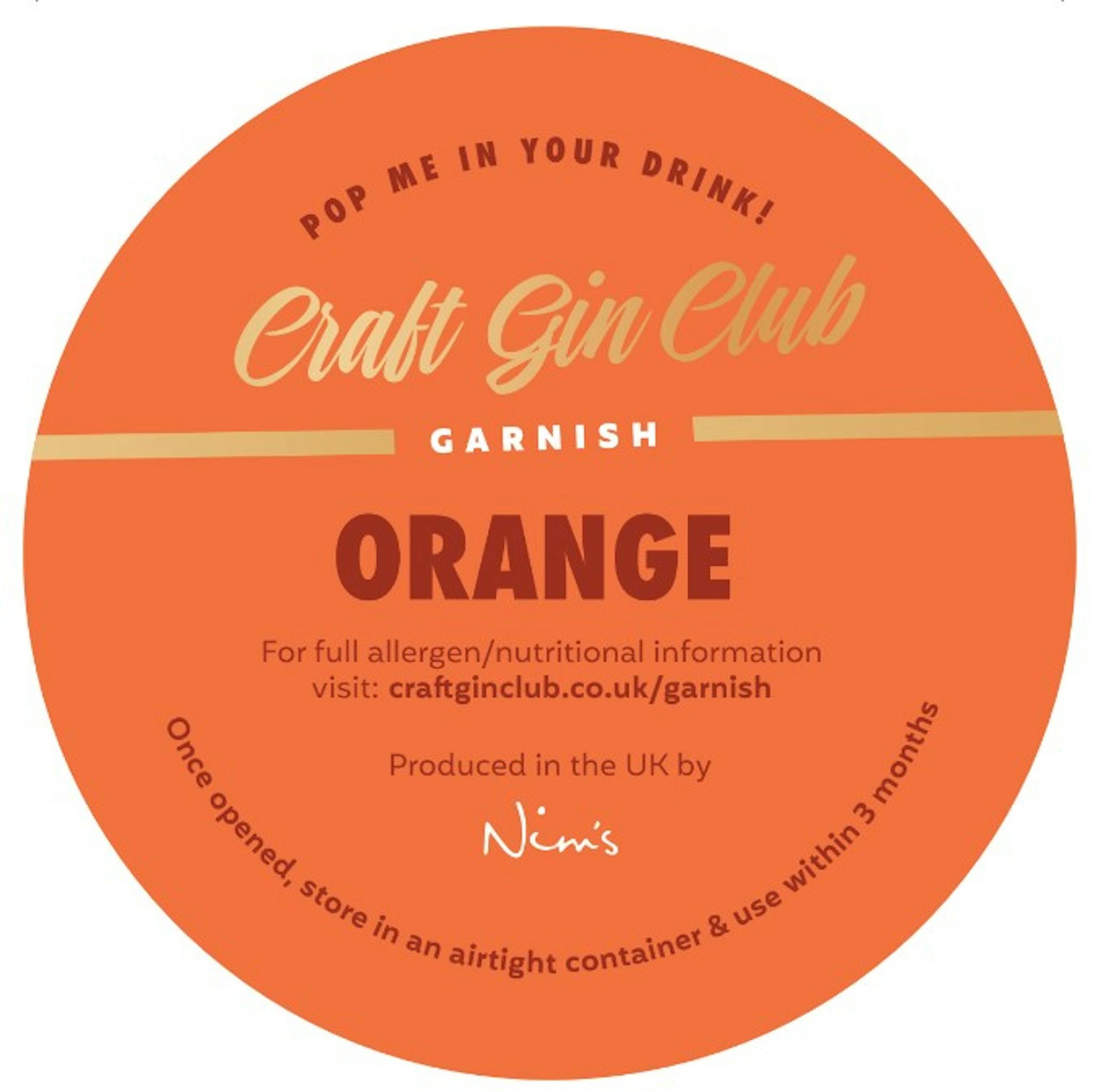 Orange garnish label 