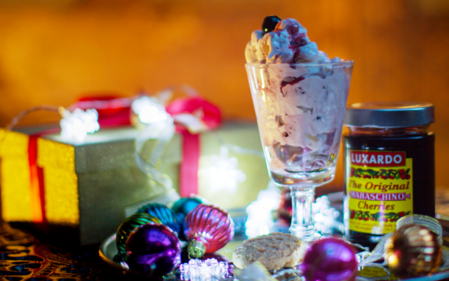 Cherry Gin Ice Cream with Luxardo maraschino cherries