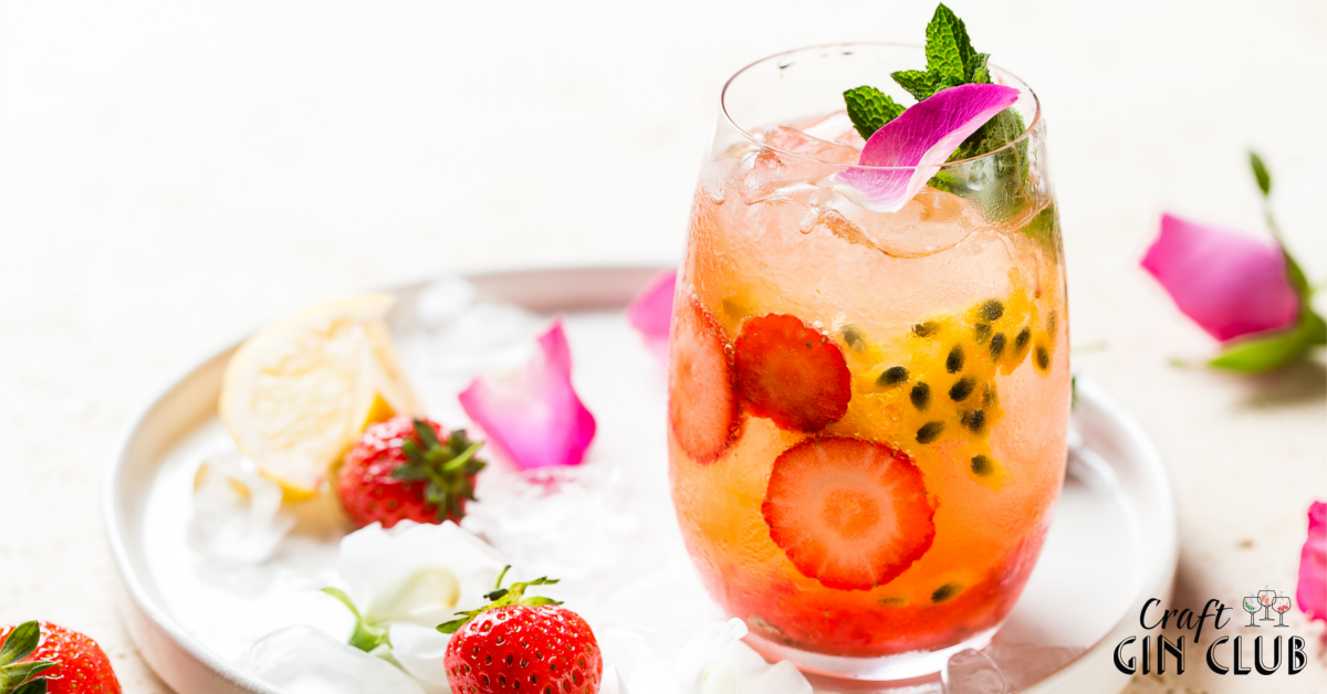 pretty fruity refreshing strawberry passion fruit gin crush cocktail