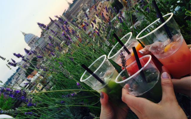 Aperitivo drinks overlooking St Pauls rooftop drinks
