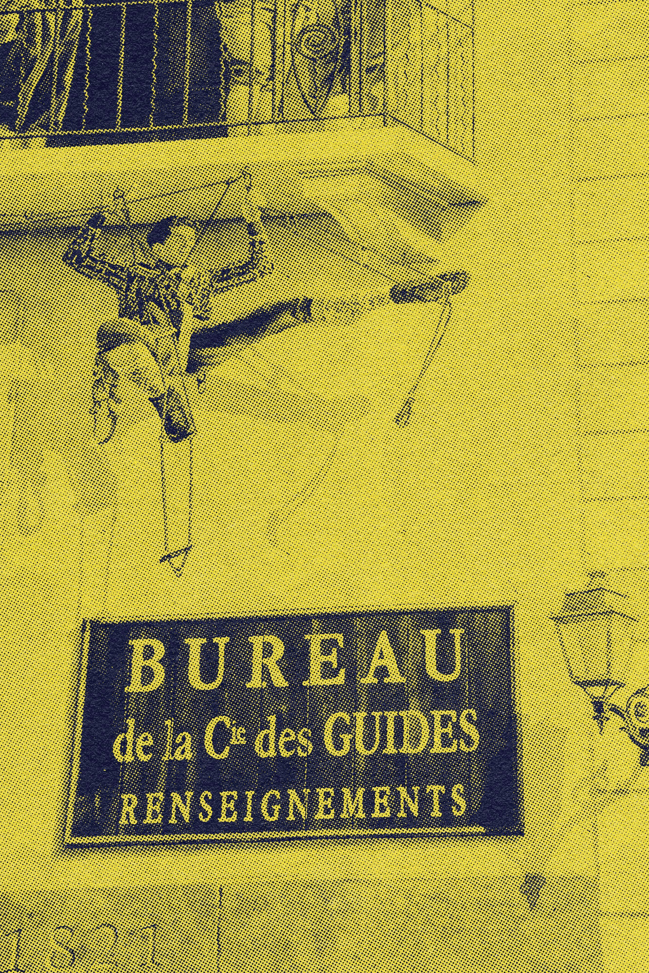 photo d'une fresque sur un mur de Chamonix avec un filtre jaune sur la photo