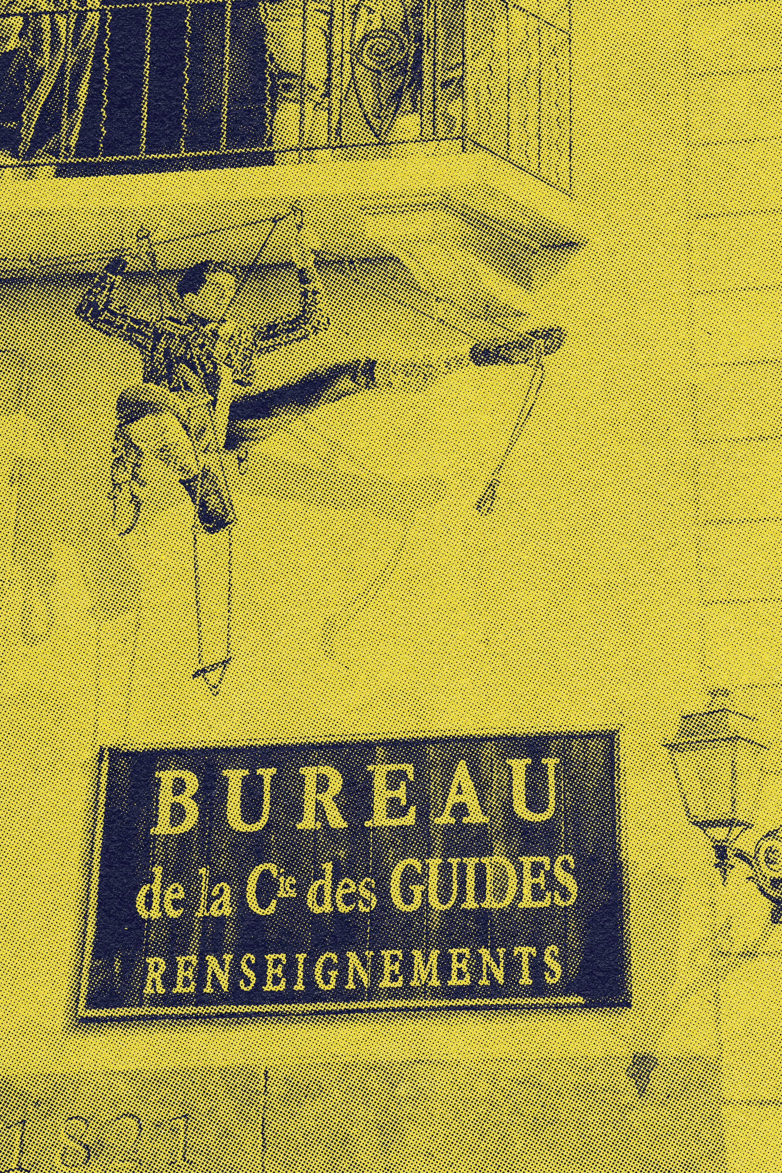 photo d'une fresque sur un mur de Chamonix avec un filtre jaune sur la photo