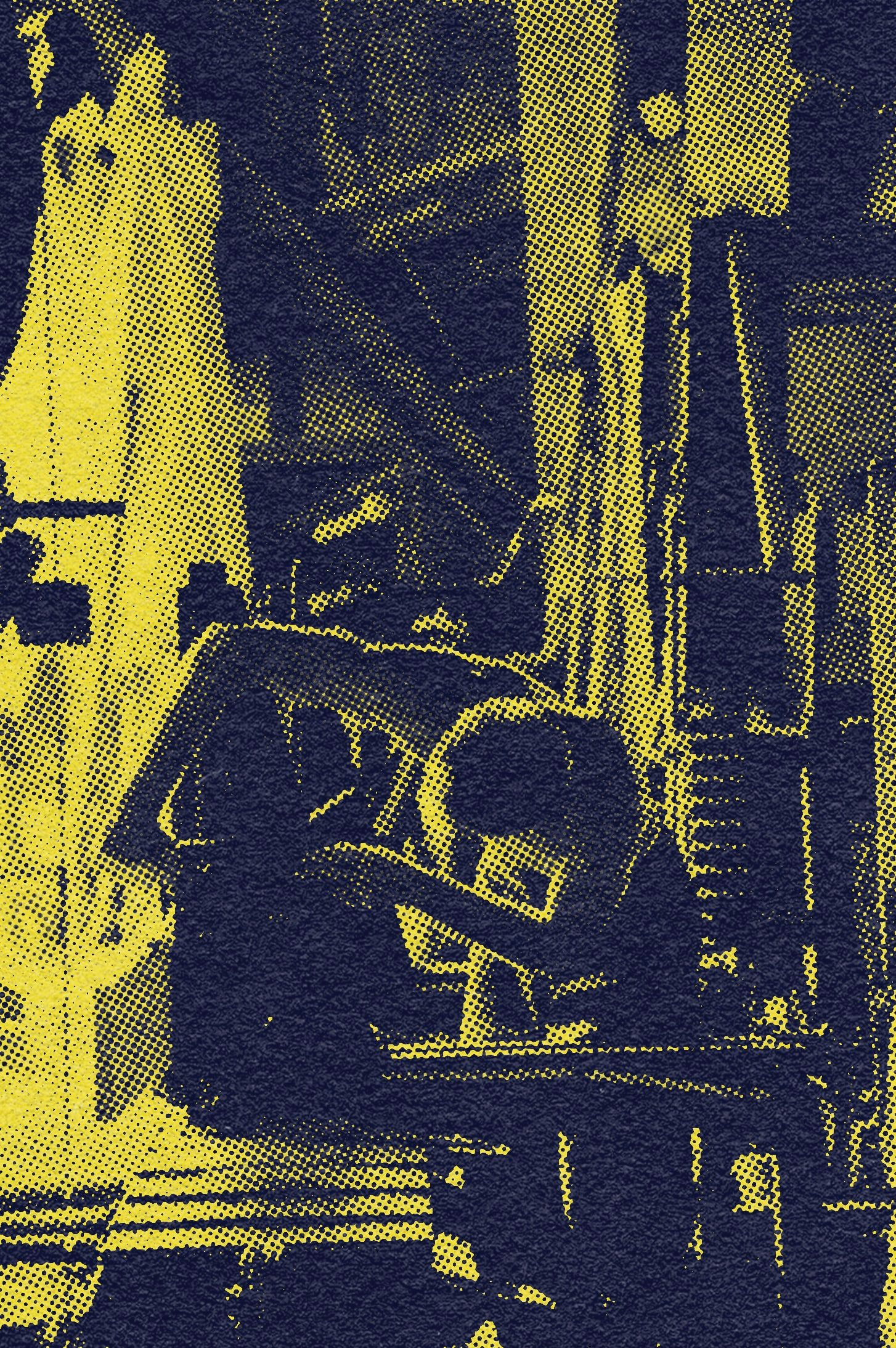 photo d'un homme dans un atelier en train de travailler le bois avec un filtre jaune sur la photo 