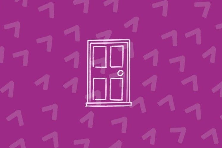 A door on a purple background, signifying Changing Lives' Housing and Homelessness pillar.